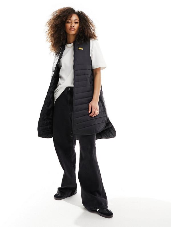 Barbour International long padded vest in black