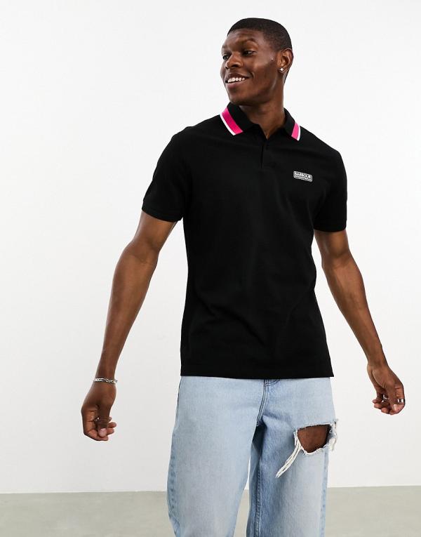 Barbour International Re-Amp short sleeve polo shirt in black