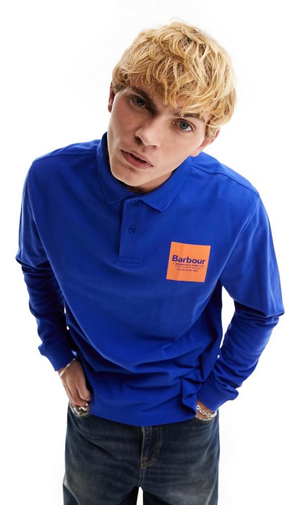 Barbour x ASOS exclusive long sleeve polo shirt in cobalt blue