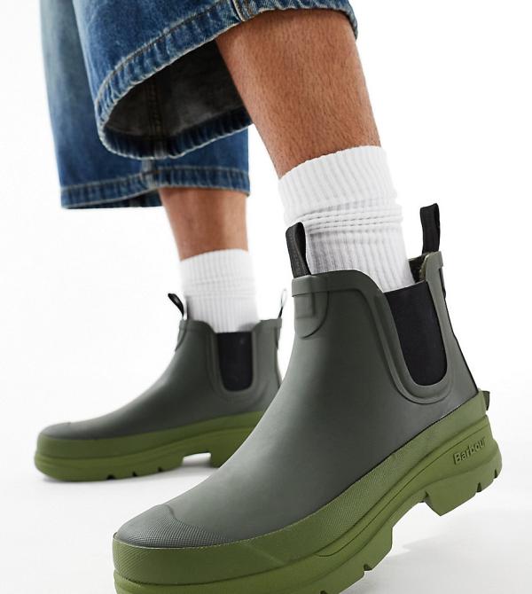 Barbour x ASOS Midhurst chunky gumboots in olive-Green