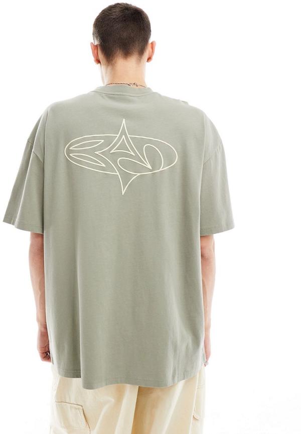 Basic Pleasure Mode motif t-shirt in khaki-Green