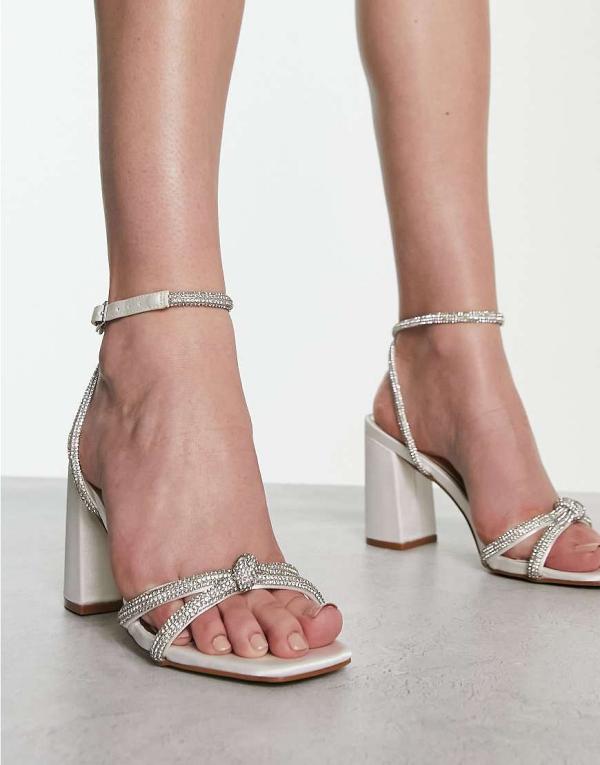 Be Mine Abina embellished sandals in ivory satin-White