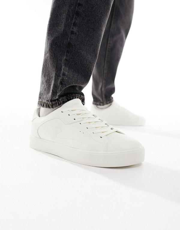 Bershka lace up sneakers in white