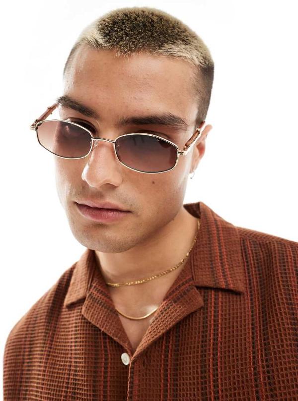 Bershka metal frame sunglasses in gold