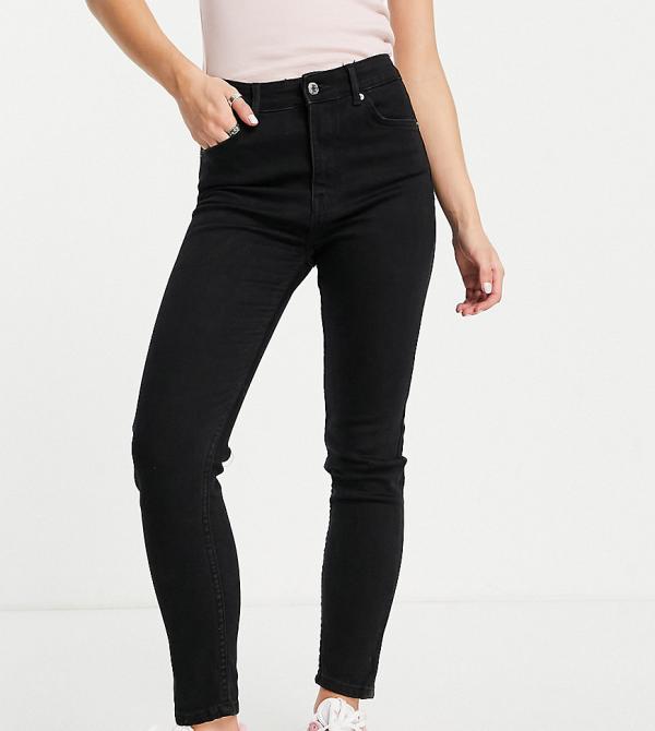 Bershka Petite high waist skinny jeans in black
