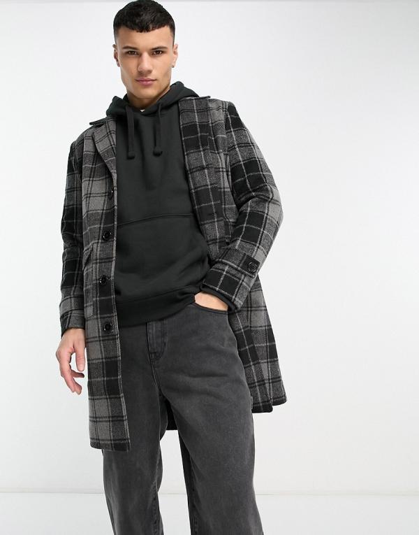Bolongaro Trevor utility pocket duster coat in black and grey check