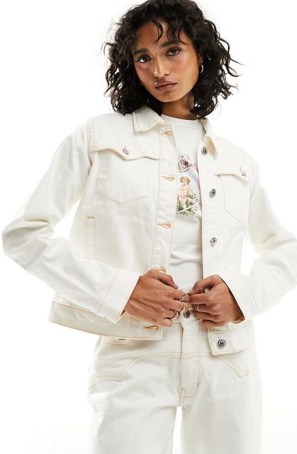 Bolongaro Trevor western denim jacket in cream (part of a set)-White