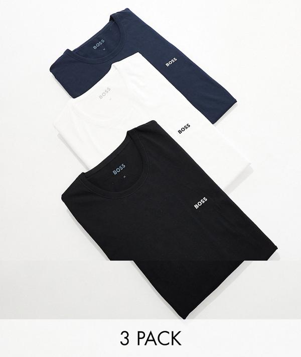 BOSS Bodywear 3 pack of t-shirts in white, navy and black-Multi