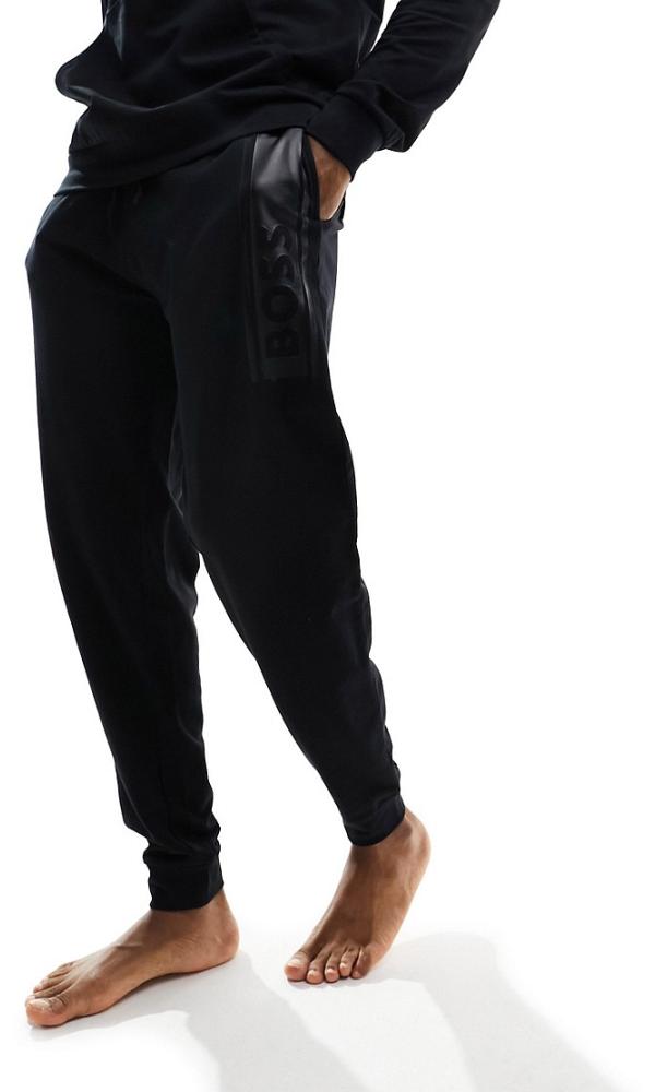 BOSS Bodywear authentic trackies with logo print in black