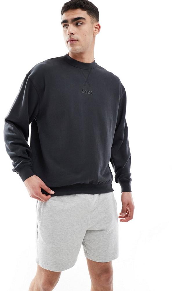 BOSS Bodywear Contemporary sweatshirt in black (part of a set)