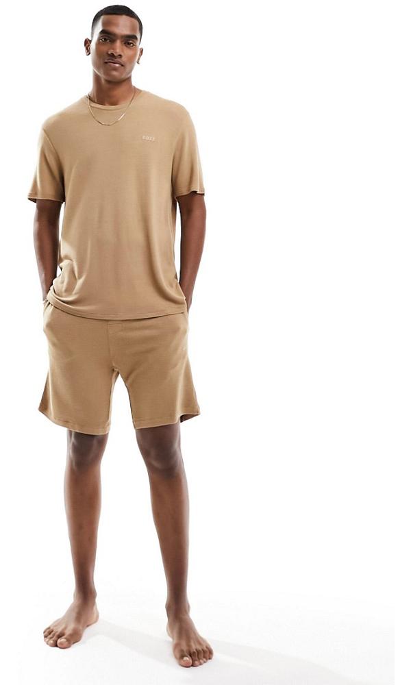 BOSS Bodywear rib shorts in beige-Neutra