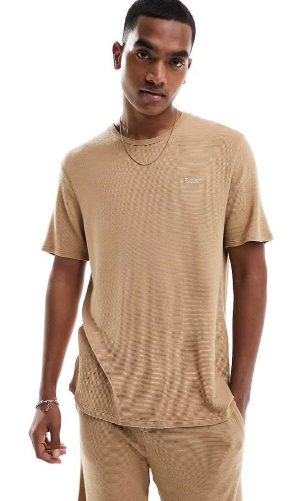 BOSS Bodywear rib t-shirt in beige-Neutral