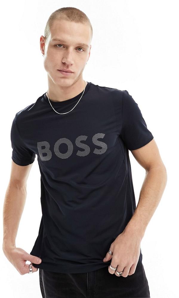 BOSS Green Tee active slim fit t-shirt in navy-Blue