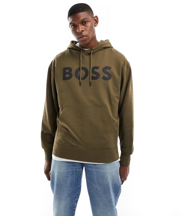 BOSS Orange WeBasic logo hoodie in khaki-Green
