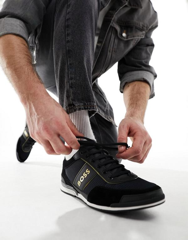 BOSS Saturn low runner sneakers in black