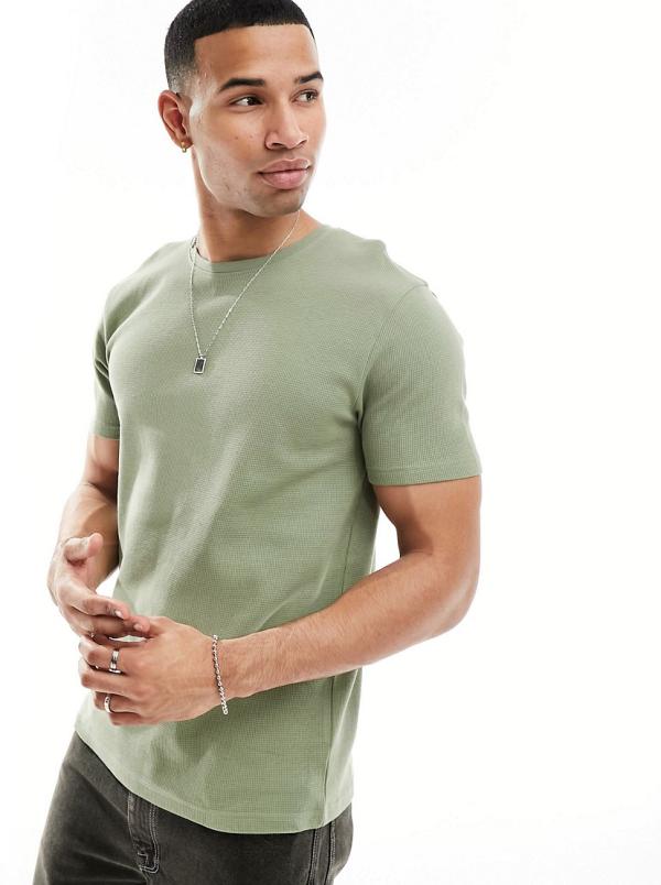 Brave Soul waffle knit t-shirt in washed sage green