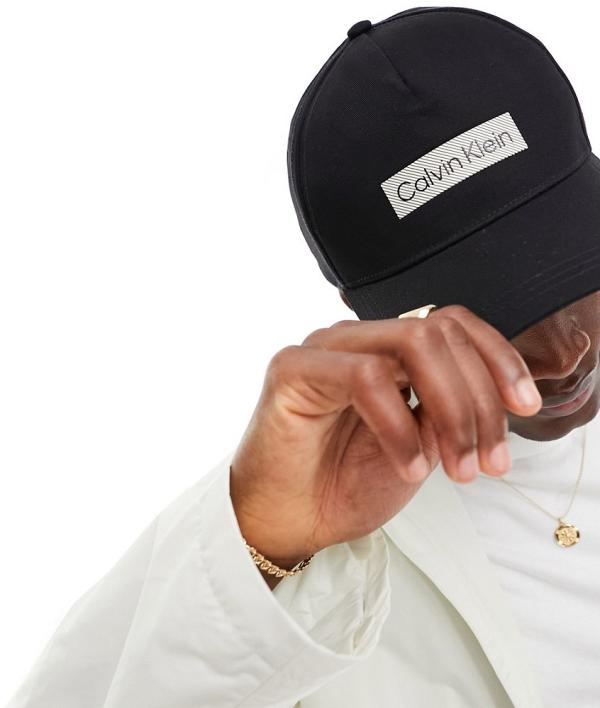 Calvin Klein embroidered logo baseball cap in black