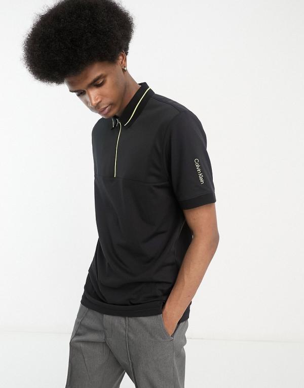 Calvin Klein Golf Whitman zipped polo shirt in black