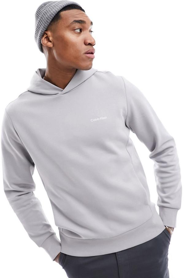 Calvin Klein micro logo Repreve hoodie in silver sconce-Grey