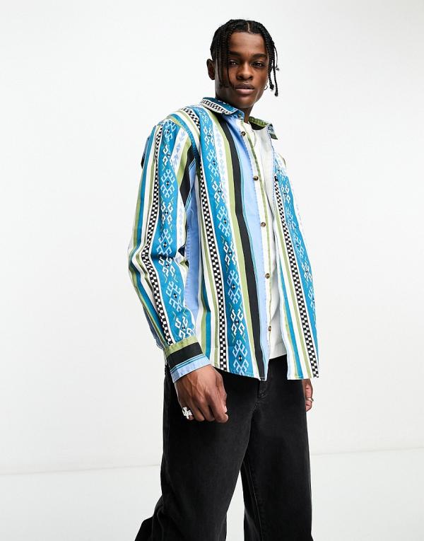 Carhartt WIP Coba pattern printed long sleeve shirt in blue