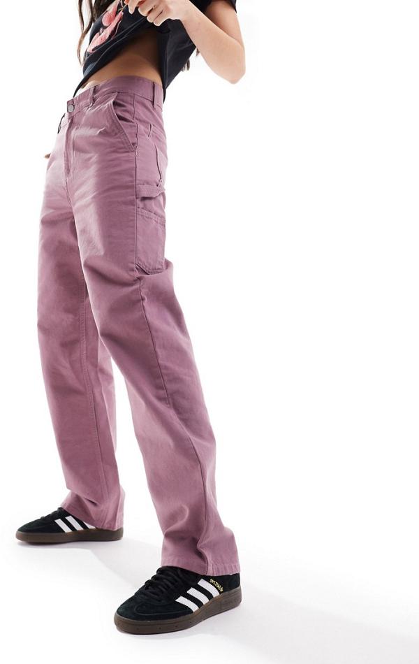 Carhartt WIP Pierce straight carpenter pants in pink