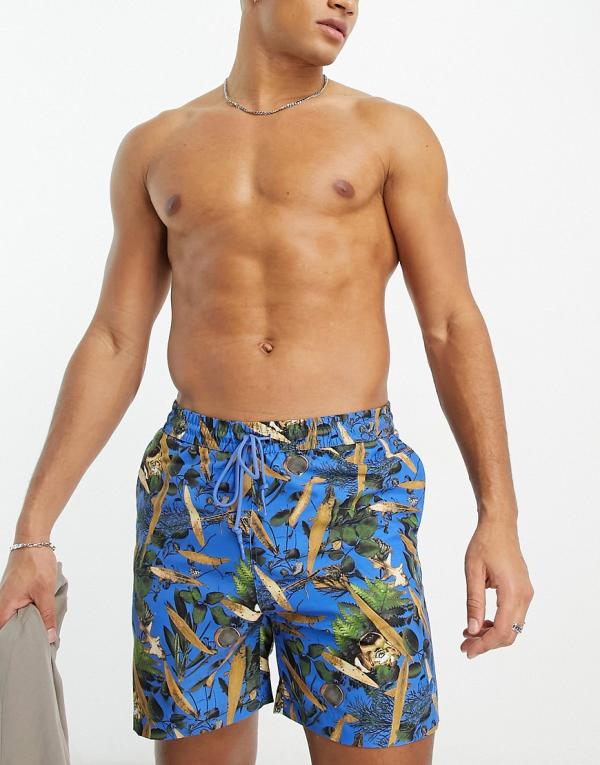 Carhartt WIP Slater print swim shorts in blue