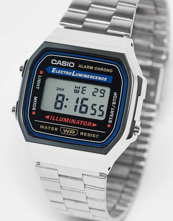 Casio A168WA-1YES digital bracelet watch-Silver