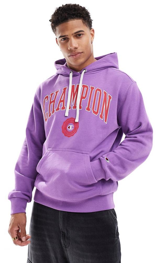 Champion Rochester collegiate logo hoodie in purple