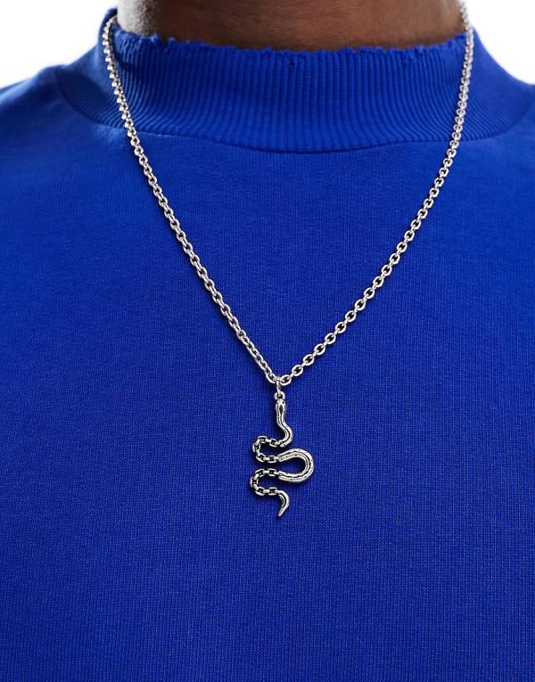 Classics 77 chain snake pendant necklace in silver