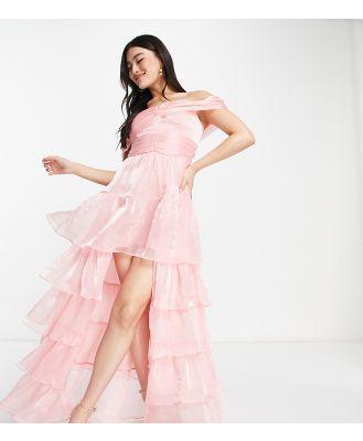 Collective the Label exclusive wrap shoulder high low dress in powder pink