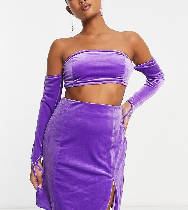 Collective the Label Petite exclusive split mini skirt in purple (part of a set)