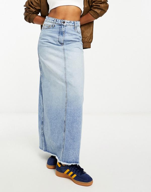 COLLUSION a-line long maxi denim skirt in vintage blue wash