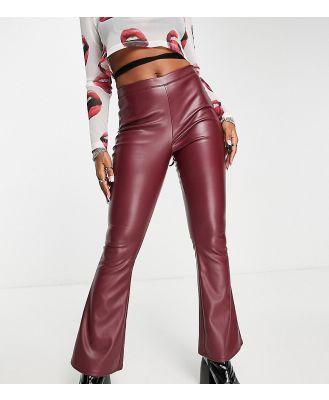 COLLUSION faux leather flare pants in burgundy-Multi