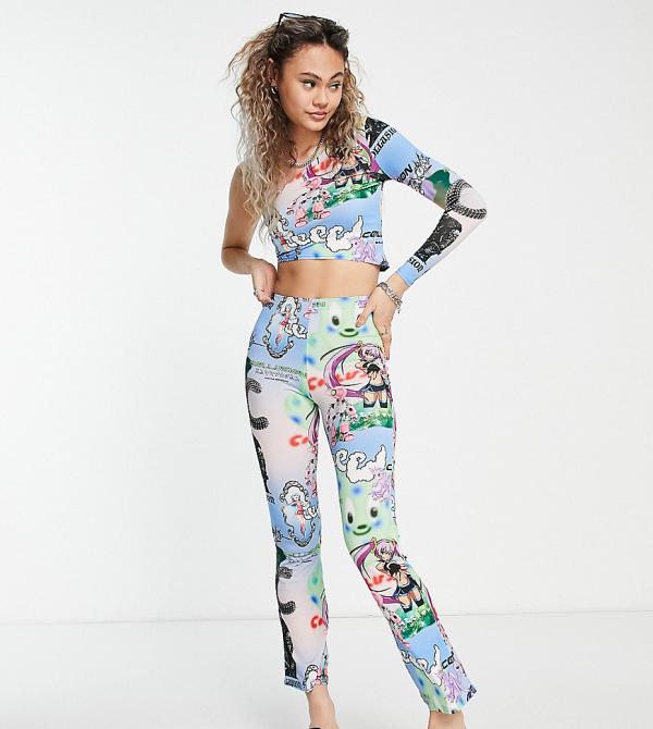 COLLUSION graphic print flare pants in multi (part of a set)