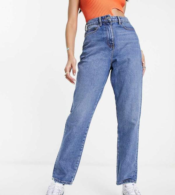 COLLUSION mom jeans in mid wash blue