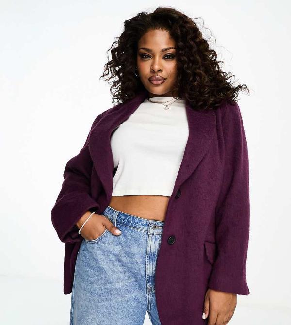 COLLUSION Plus oversized textured blazer in purple-Multi