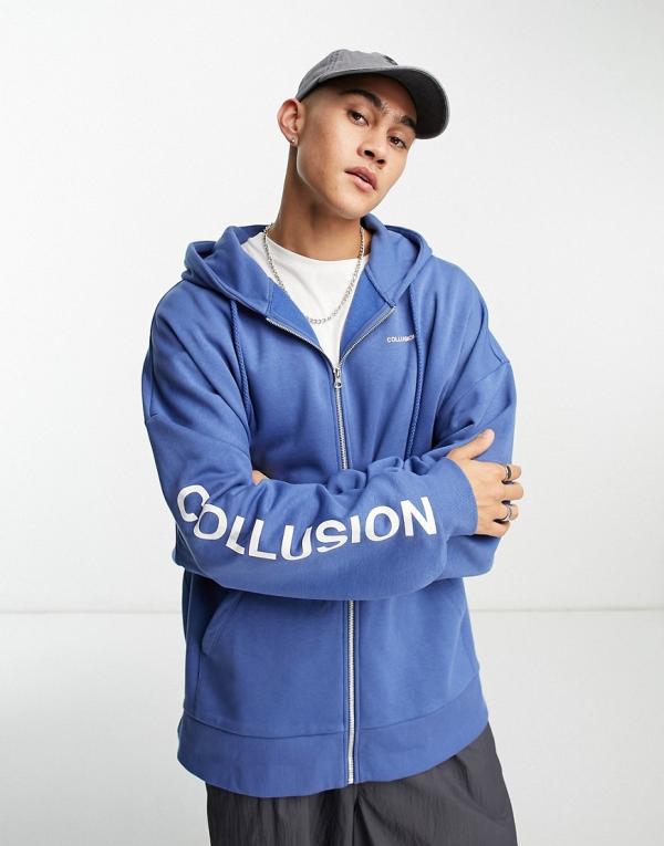 COLLUSION super oversized zip-through hoodie in navy