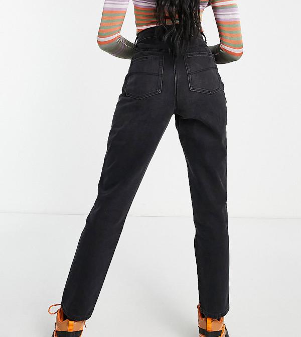 COLLUSION x006 cotton mom jeans in washed black - BLACK
