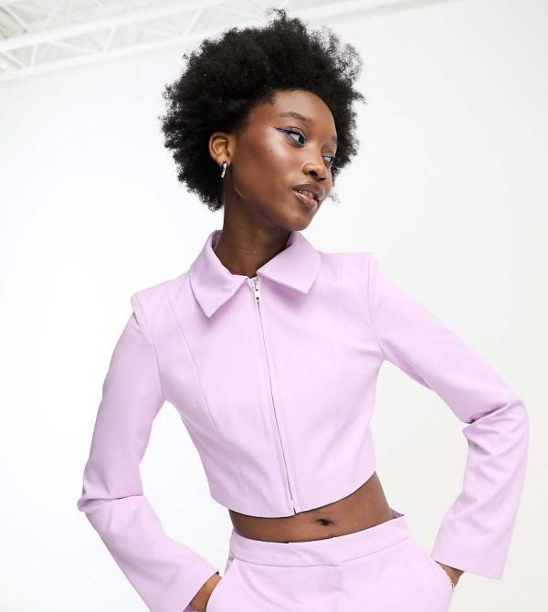 COLLUSION zip through jacket in lilac (part of a set)-Purple