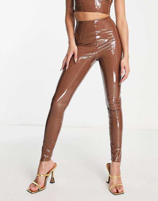 Commando faux leather patent perfect control leggings in tan (Part of a set)-Neutral