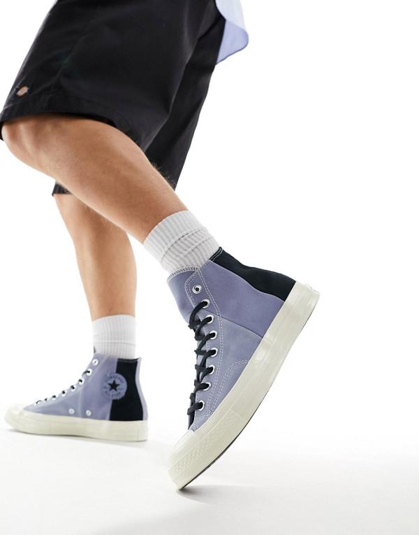 Converse Chuck 70 Hi suede and canvas sneakers in blue multi