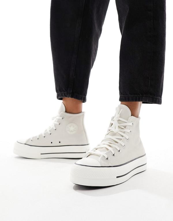 Converse Chuck Taylor All Star Lift Hi suede sneakers in egret-White