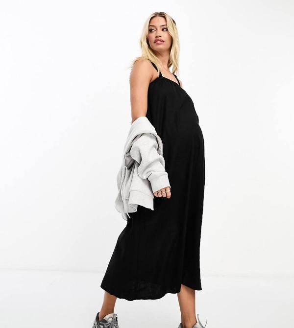 Cotton On Maternity smock maxi dress in black