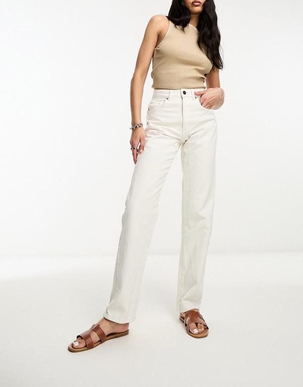 Cotton On mid rise long straight leg jeans in white denim