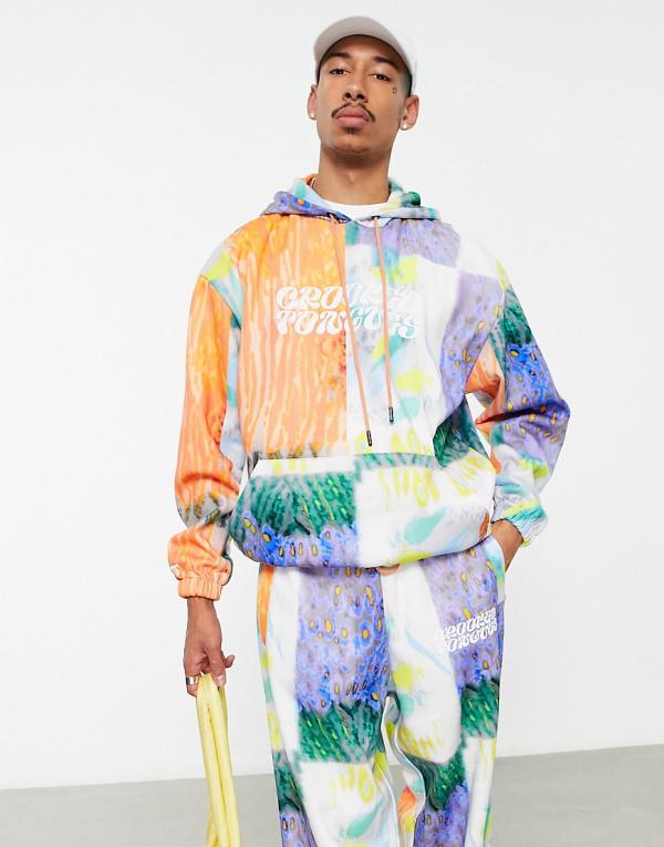 Crooked Tongues oversized hoodie with all over print in multi (part of a set)
