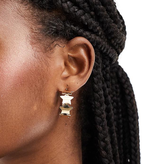 DesignB London star hoop earrings in gold