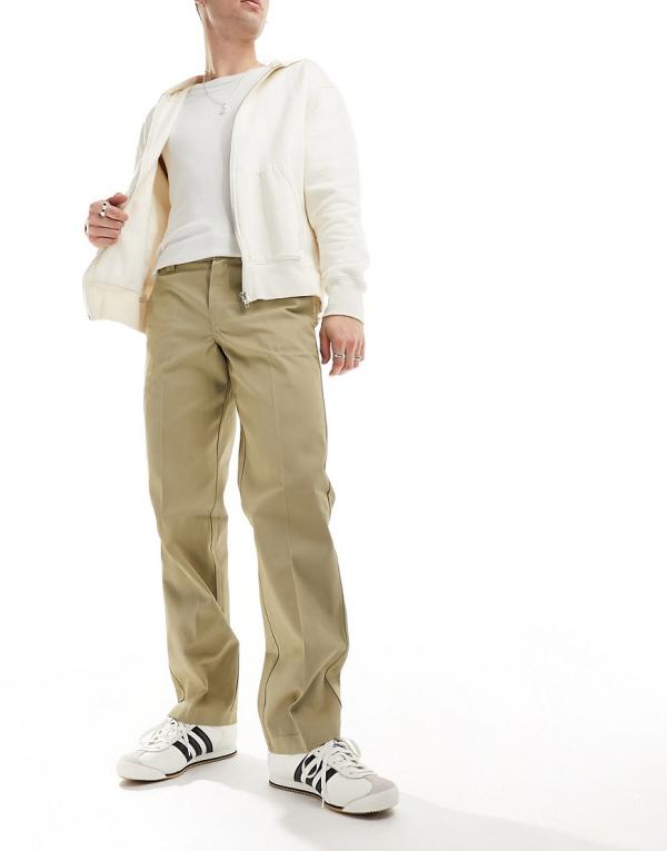 Dickies 873 slim straight fit work chino pants in khaki-Green