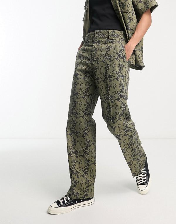 Dickies Drewsey work pants in digital camo print (part of a set)-Green
