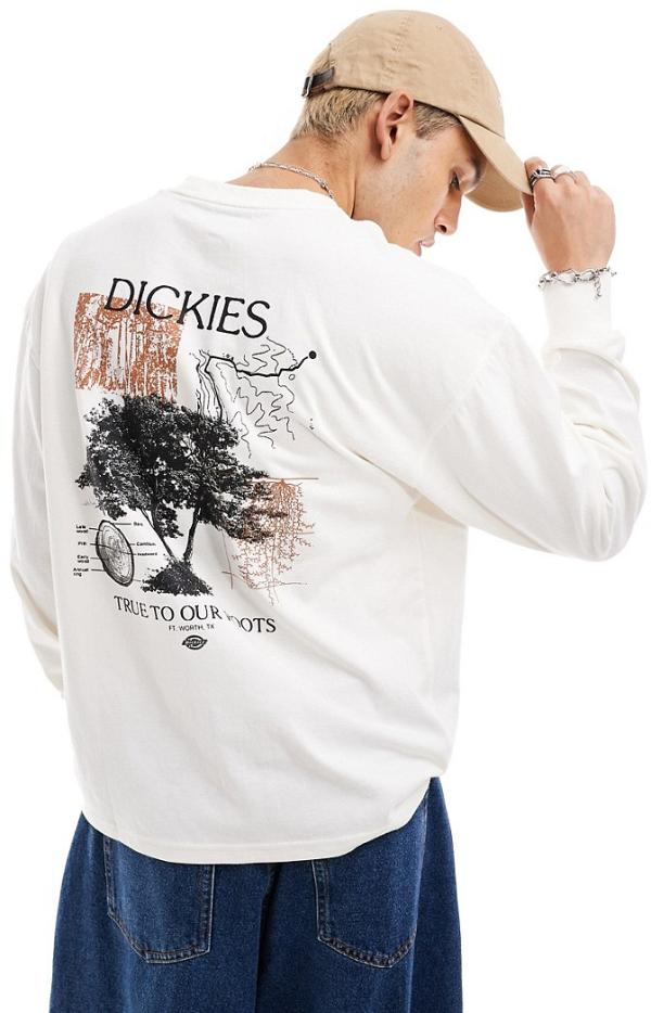 Dickies Kenbridge printed long sleeved t-shirt in off white