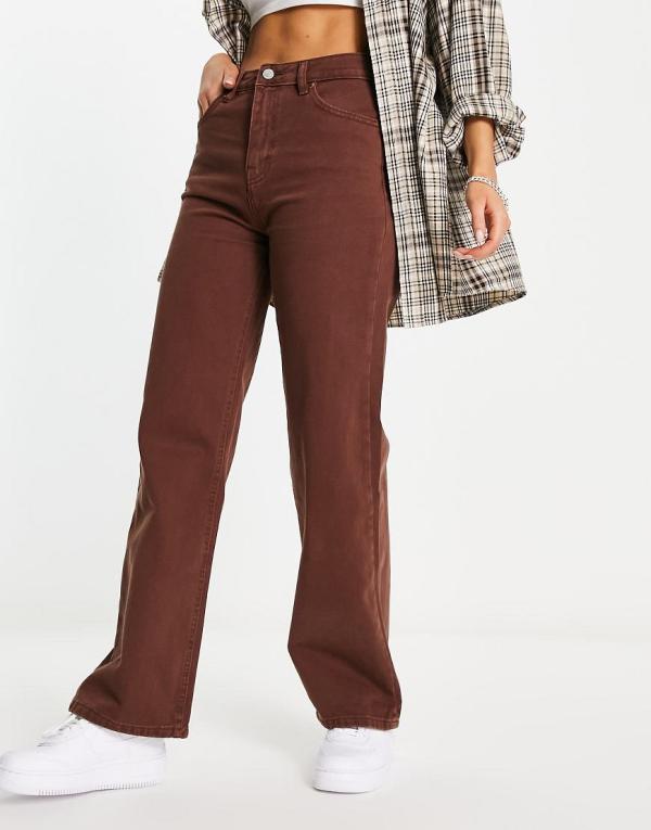 DTT Kristen mid rise straight leg jeans in brown